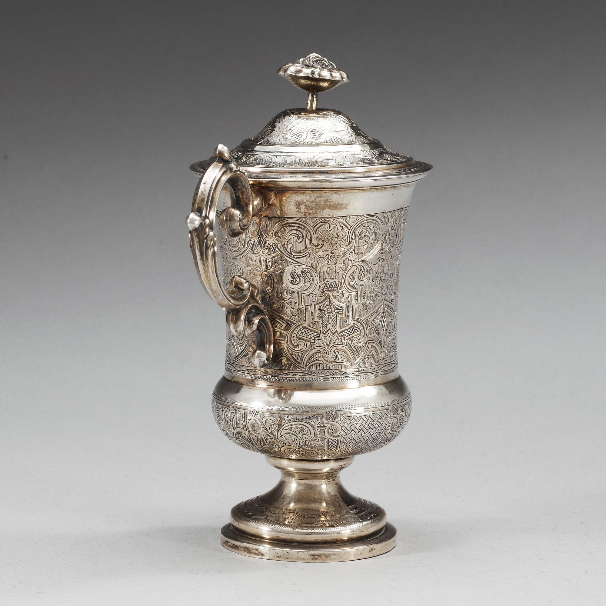 A Russian 19th century parcel-gilt cup and cover, mark of Moscow.