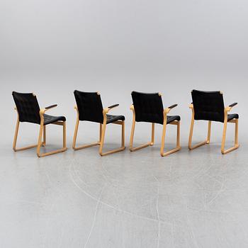 Bruno Mathsson, a set of four arm chairs, "Minette"/"Mi 423". Mathsson International AB, 1970s.