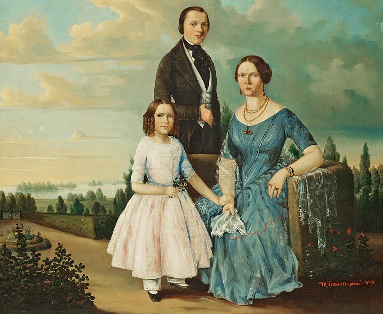 Marcus Larsson, "Porträtt av Grosshandlaren Chr. Aug. Ekströms hustru och barn" (Portrait depicting Mr Ekströms family".