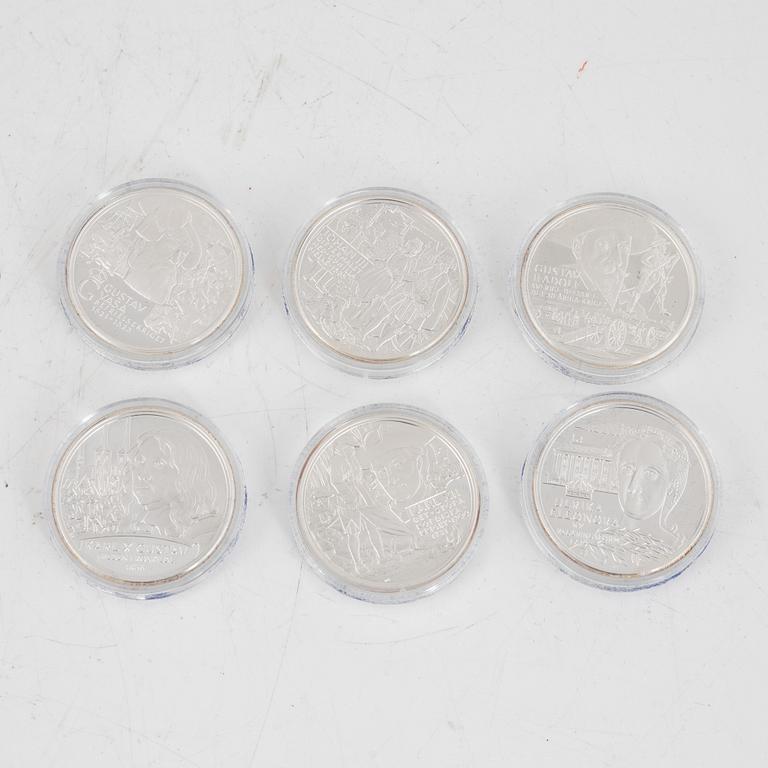 Commemorative coins, 17 pcs, sterling silver, Kingdom of Sweden, Swedish Mint, Eskilstuna.