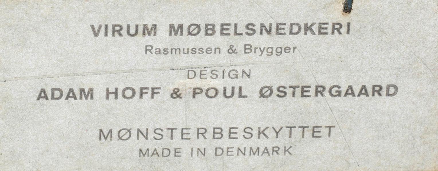 ADAM HOFF POUL ØSTERGAARD, herrbetjänt, Virum Möbelsnickeri Danmark 1900-talets andra hälft.