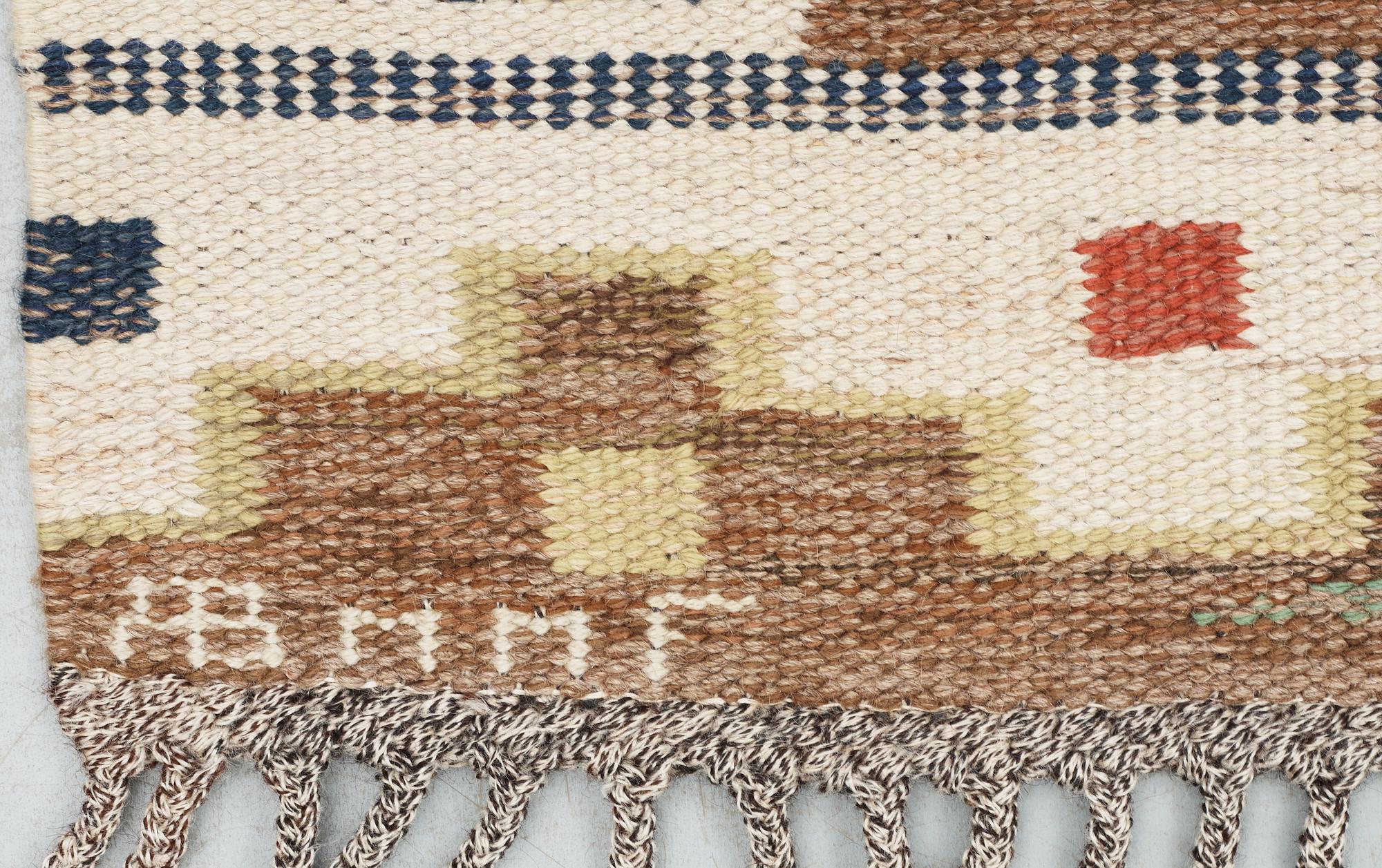 CARPET. "Bruna heden". Rölakan (flat weave). 242 x 170 cm. Signed AB MMF (AB Märta Måås-Fjetterström).