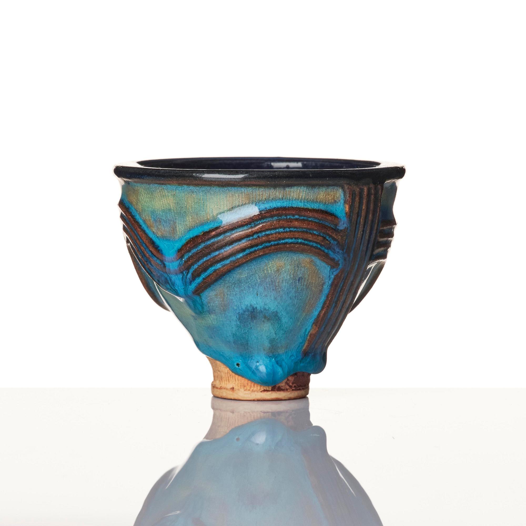 Wilhelm Kåge, a set of three Farsta stoneware vases, Gustavsberg Studio, two dated 1948 and 1950.