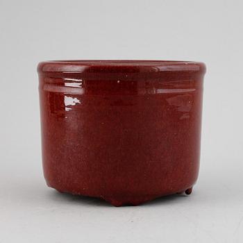 A sang de boef glazed censer/flower pot, China, early 20th Century.