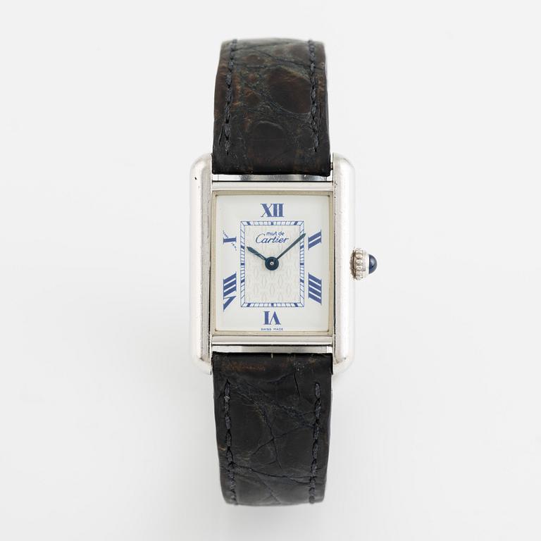 must de Cartier, Tank, wristwatch, 22 x 22 (29,5) mm.