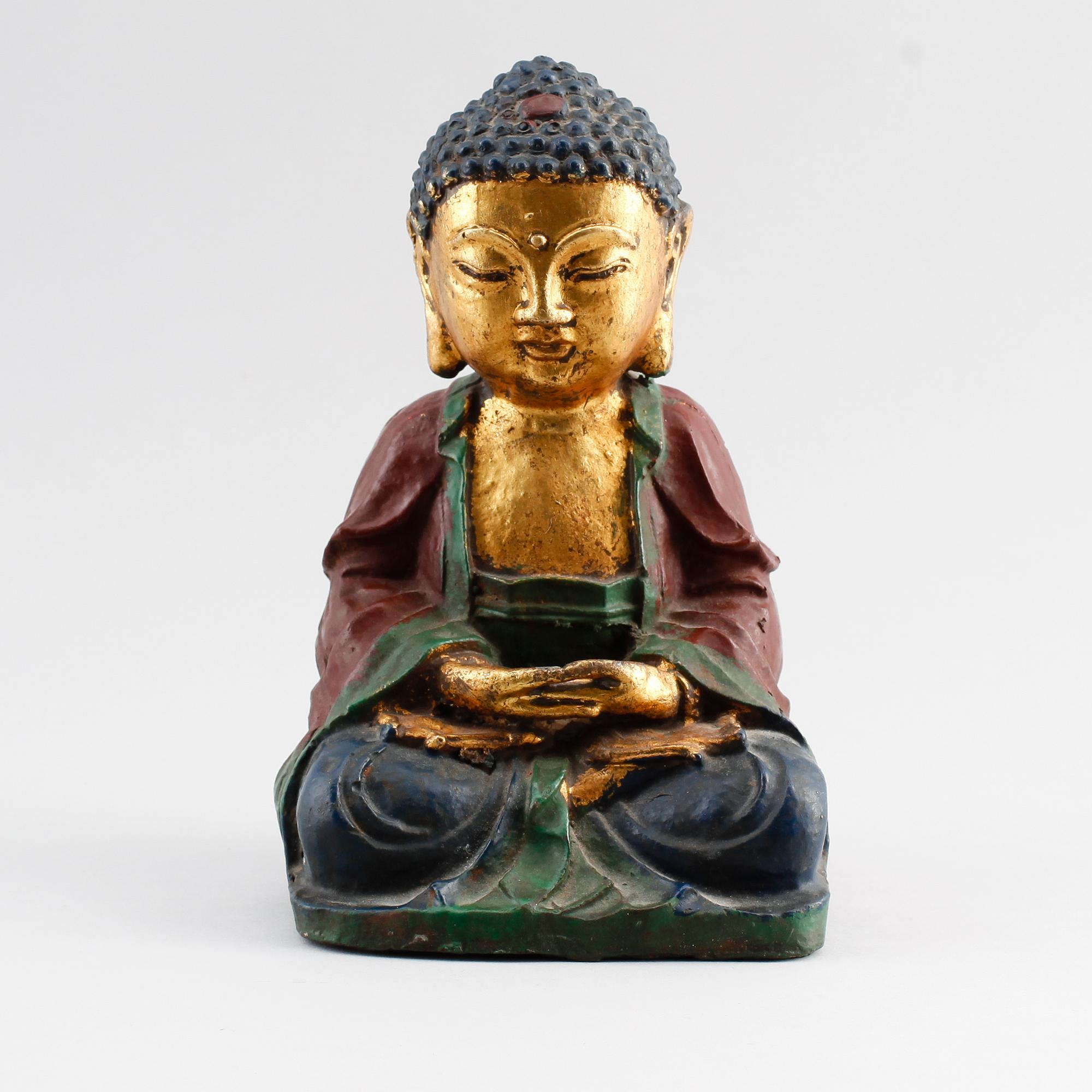 FIGUR, bemålat järn, ostasiatisk, sannolikt 1900-tal.