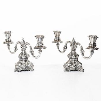 Candelsticks, a pair, silver, Baroque style, 20th century.