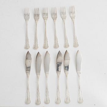 CG Hallberg, fish cutlery, 12 pieces, silver, Stockholm 1933.