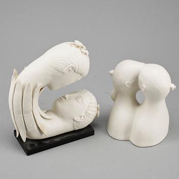 STIG LINDBERG, 2 st, figuriner, parian, ur serien Figurin, Gustavsberg.