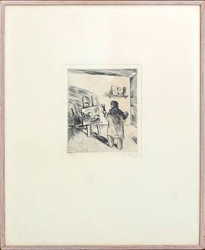 Evert Lundquist, dry point etching, 1955, signed and numbered 3/50.