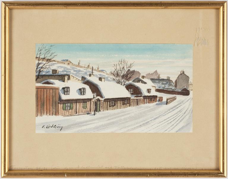 FRANS LINDSTRÖM, akvareller, 10 st, Stockholmsvyer, sign.
