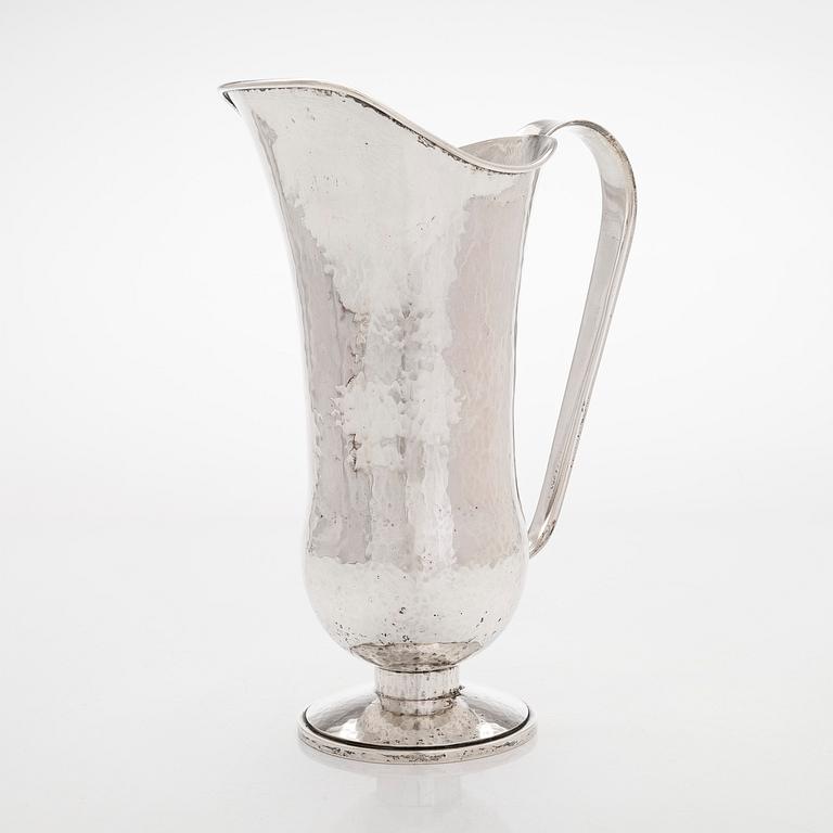 A Polish silver ewer, maker's mark of Erich Adolf, Wrocław, Poland 1920s-30s.