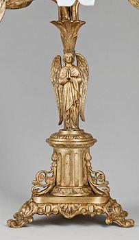 KYRKLJUSSTAKAR, 2 st snarlika, förgylld brons, Frankrike 1800-talets andra hälft.