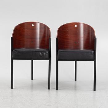 Philippe Starck, a pair of 'Costes' mahogany chairs, Aleph, Driade, Italy.