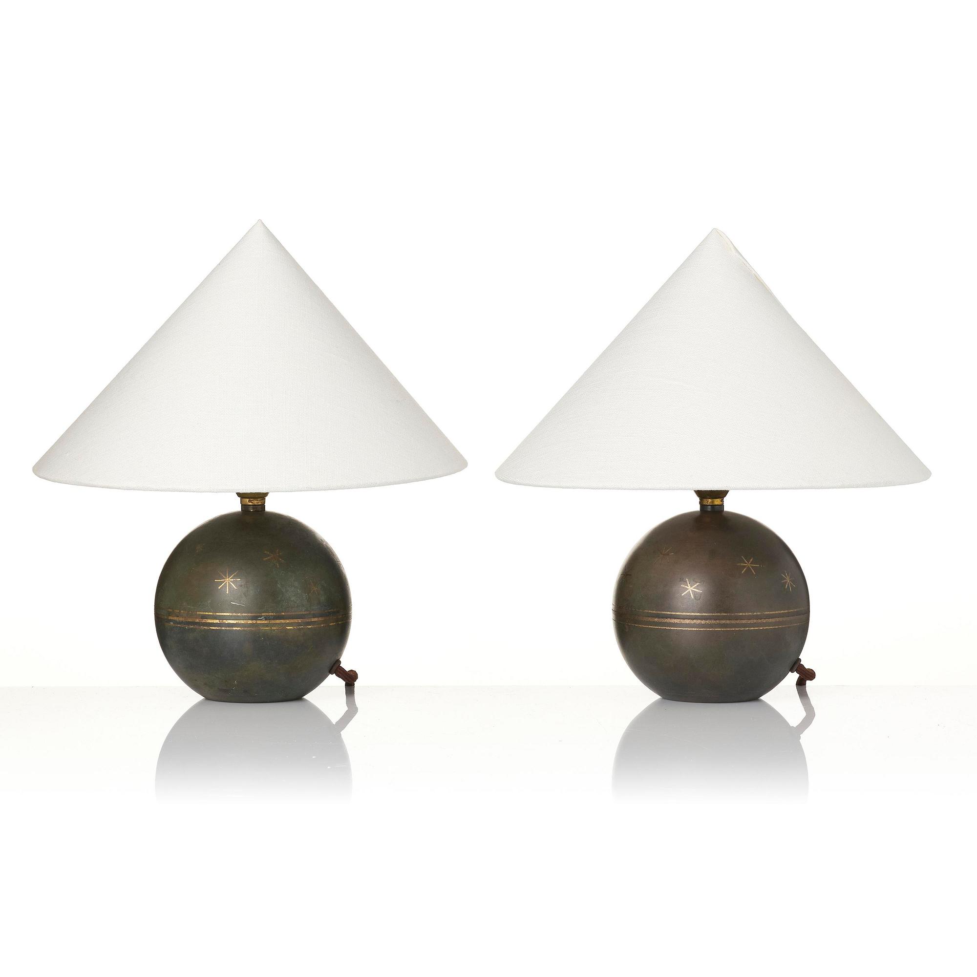 Erik Tidstrand, a pair of table lamps, Nordiska Kompaniet, 1930s.