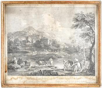 BERARDI, FABIO, gravyrer, 3 st efter Zuccarelli, 1700-tal.
