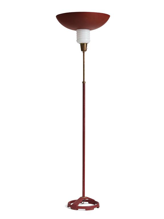 Nordiska Kompaniet, a Swedish Modern 1950's red lacquered floor lamp by Nordiska Kompaniet, Stockholm.