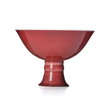 1056. A copper red glazed stem bowl/cup, Qingdynasty, Yongzheng six character mark (1723-35).