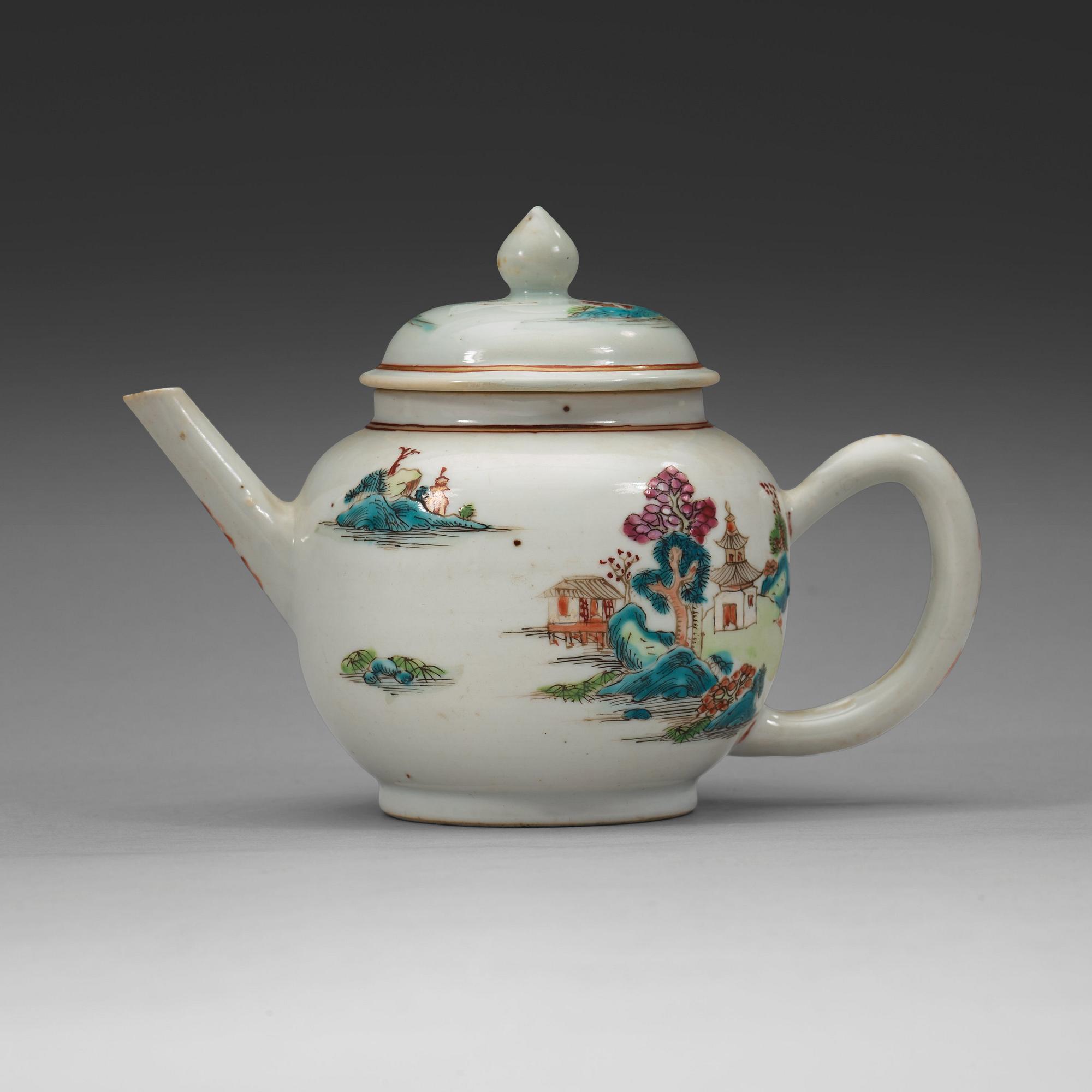 A famille rose tea pot with cover, Qing dynasty, Yongzheng (1723-35).