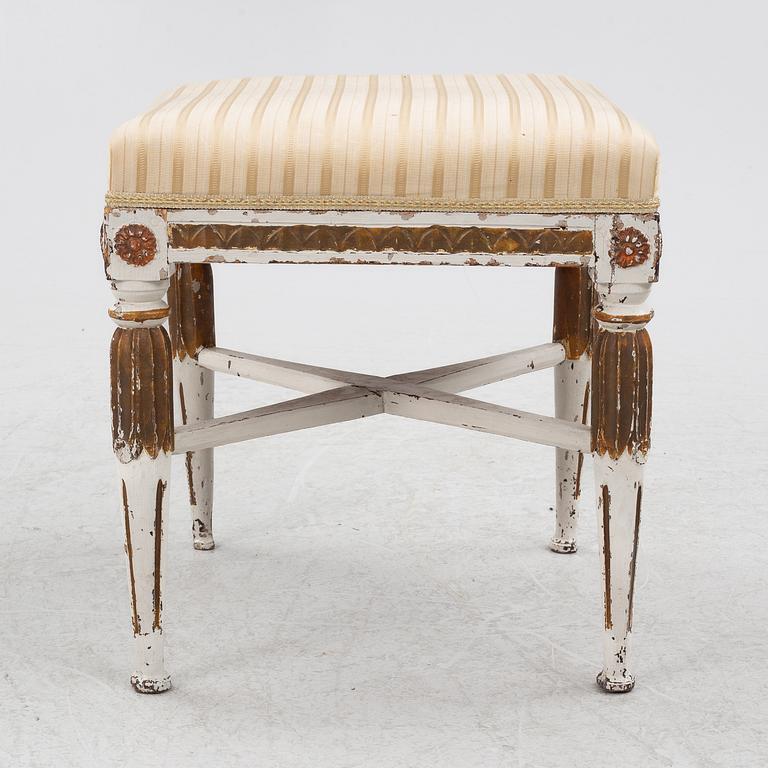 A late Gustavian stool, late 18th century.