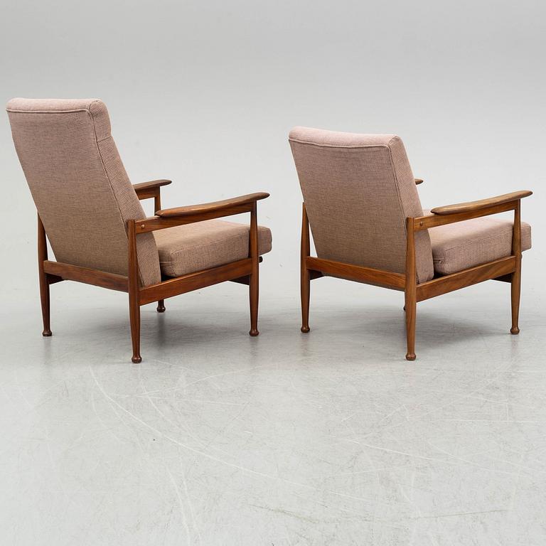 George Fejer & Eric Phamphilan, a British 'Manhattan' sofa and two easy chaits from Guy Rogers, 1960's.