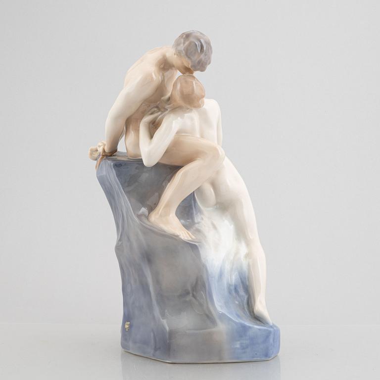 Theodor Lundberg, after. A porcelain sculpture, 'Vågen och stranden', Royal Copenhagen, Denmark 1969-1973.