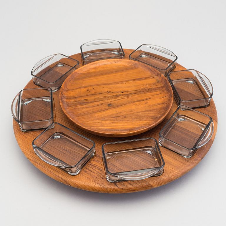 A teak and glass serving tray/Lazy Susan from Digsmed, Denmark, 1960/70s.