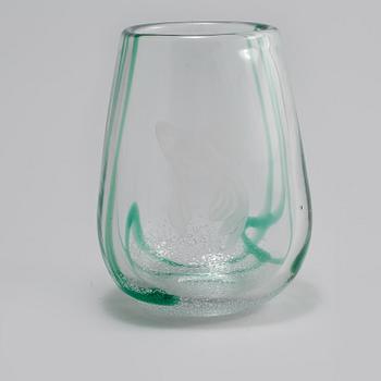 VAS, glas, Vicke Lindstrand, Orrefors, signerad.