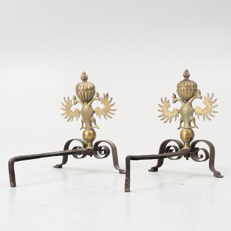 Fire dogs, a pair, circa 1900.