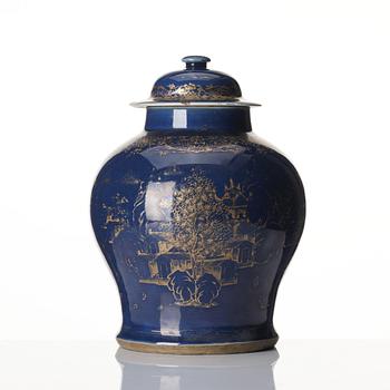 A 'powder blue' jar with cover, Qing dynasty, Qianlong (1736-95).