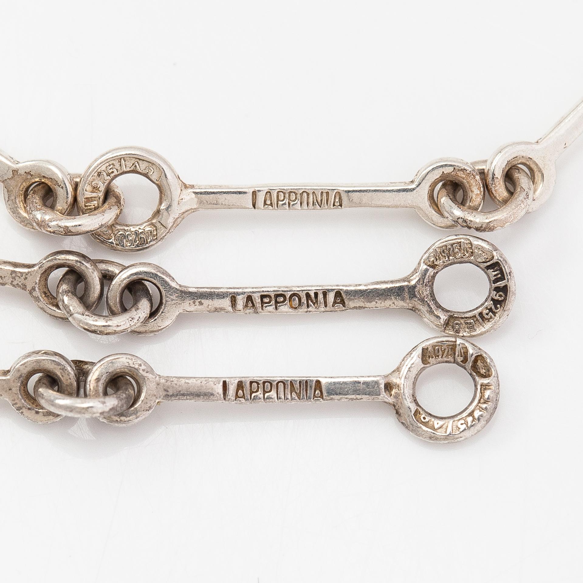 Halsband, 2 st och armband, sterlingsilver. Lapponia 1978 och 1982.