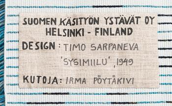 Timo Sarpaneva, rya/ryamatta, Finska Handarbetes Vänner. Ca 150x110 cm.