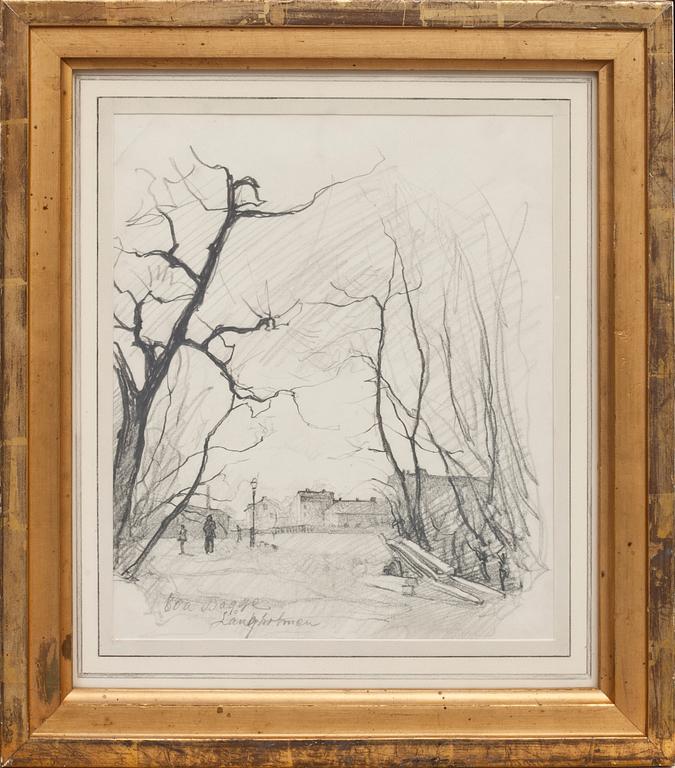 EVA BAGGE, 2 st. Blyertsteckningar, signerade.