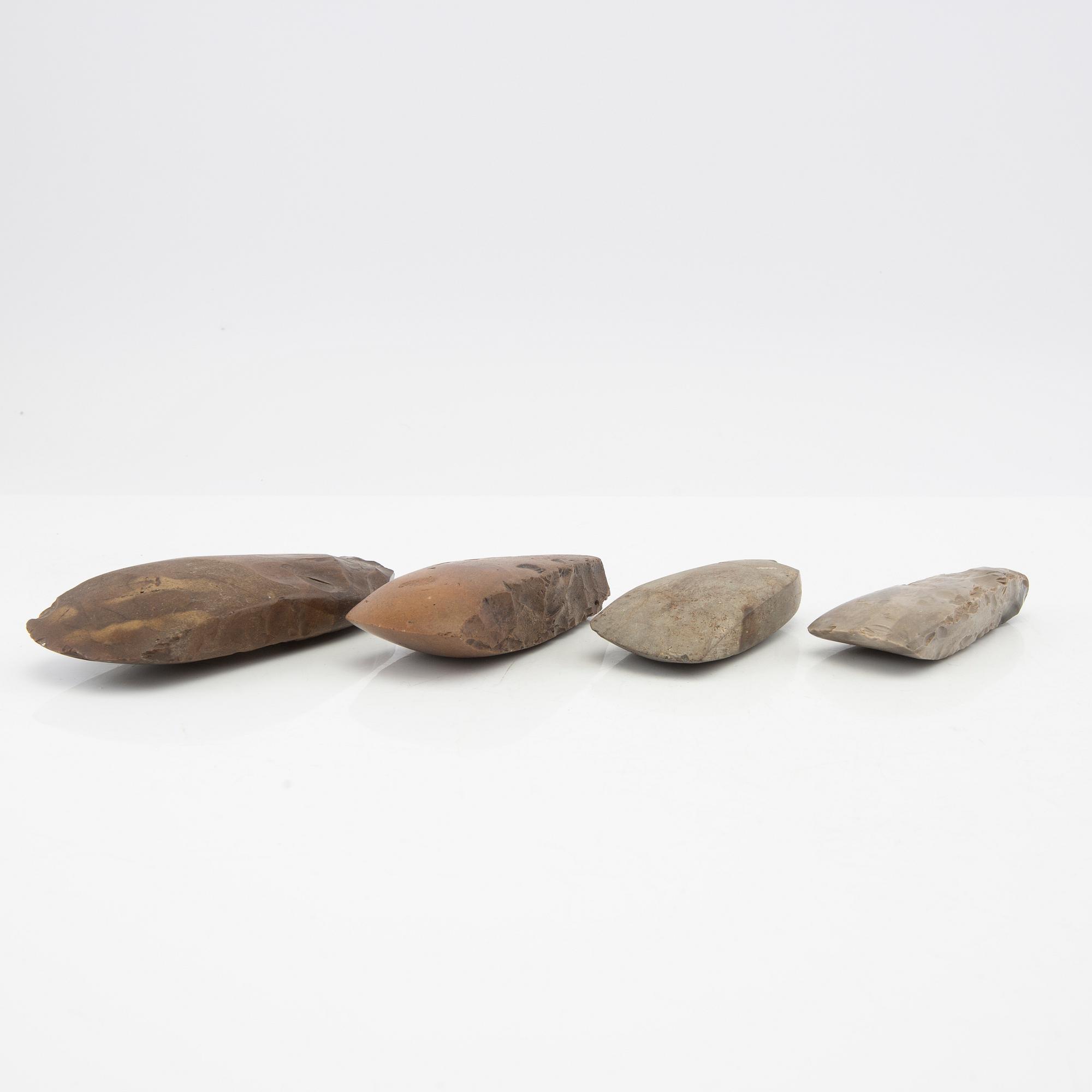 Stone axes, four pieces, Neolithic.