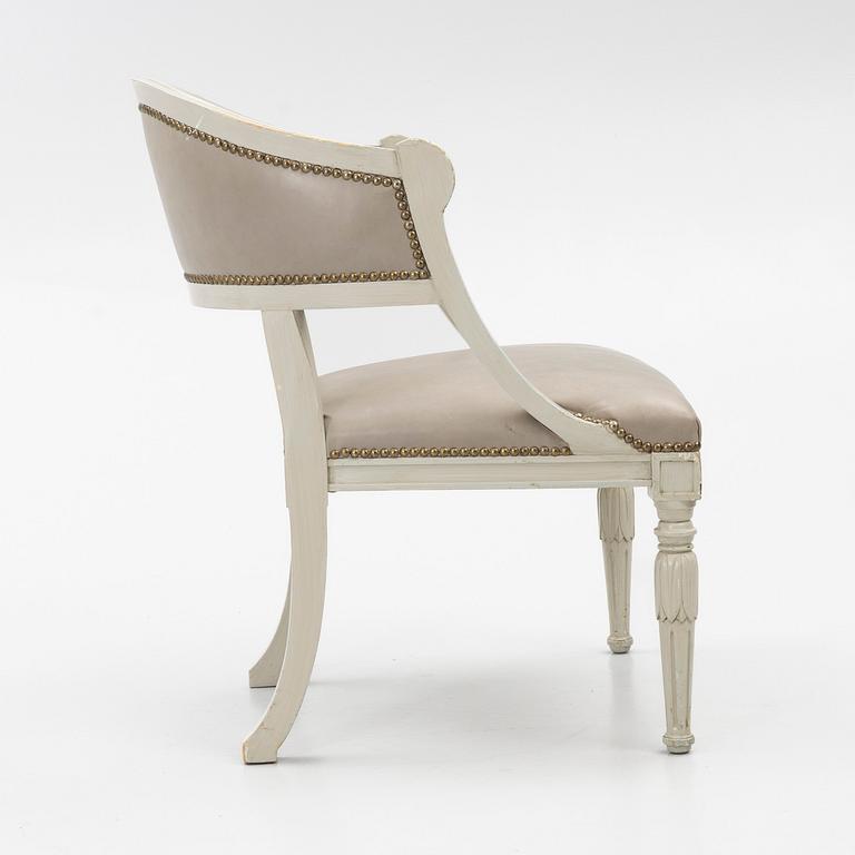 A late Gustavian style armchair, late 20th Century.