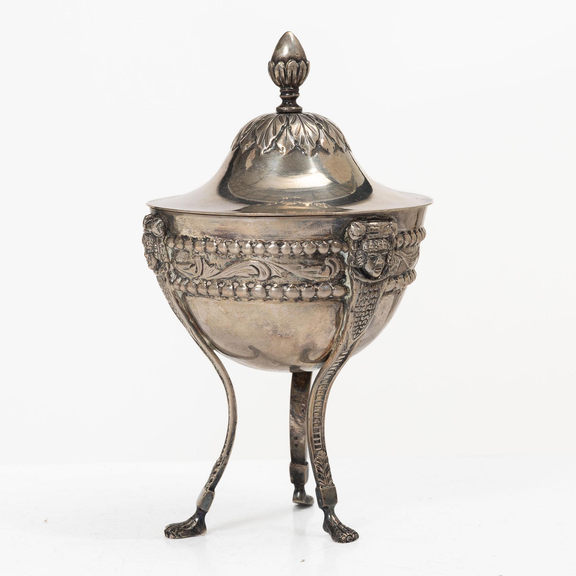 Lidded sugar bowl, silver, Italy, possibly Turin, early 19th century.