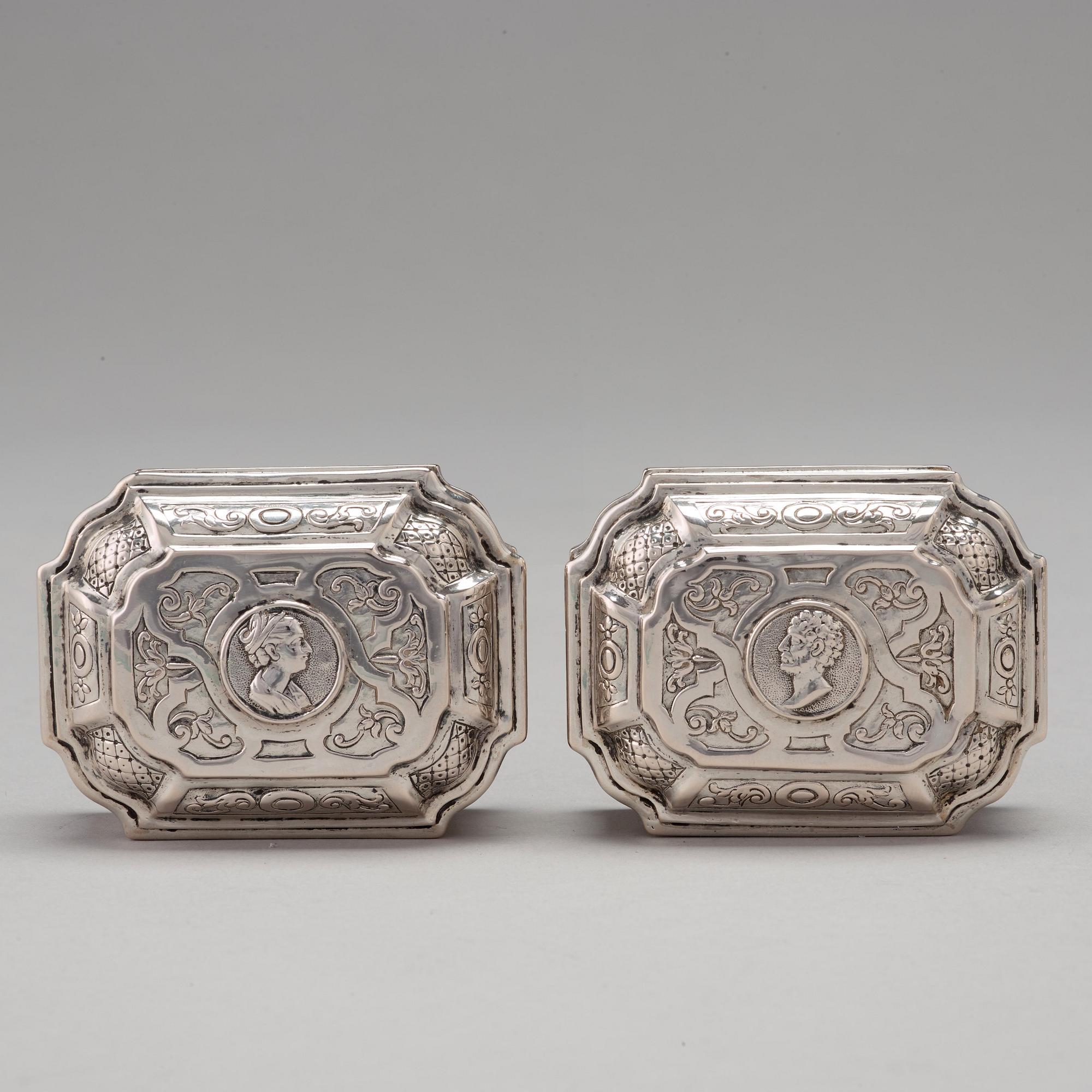 A Swedish 18th century 7 piece silver toilet service, mark of Johan Lorenz Starin, Stockholm 1736.