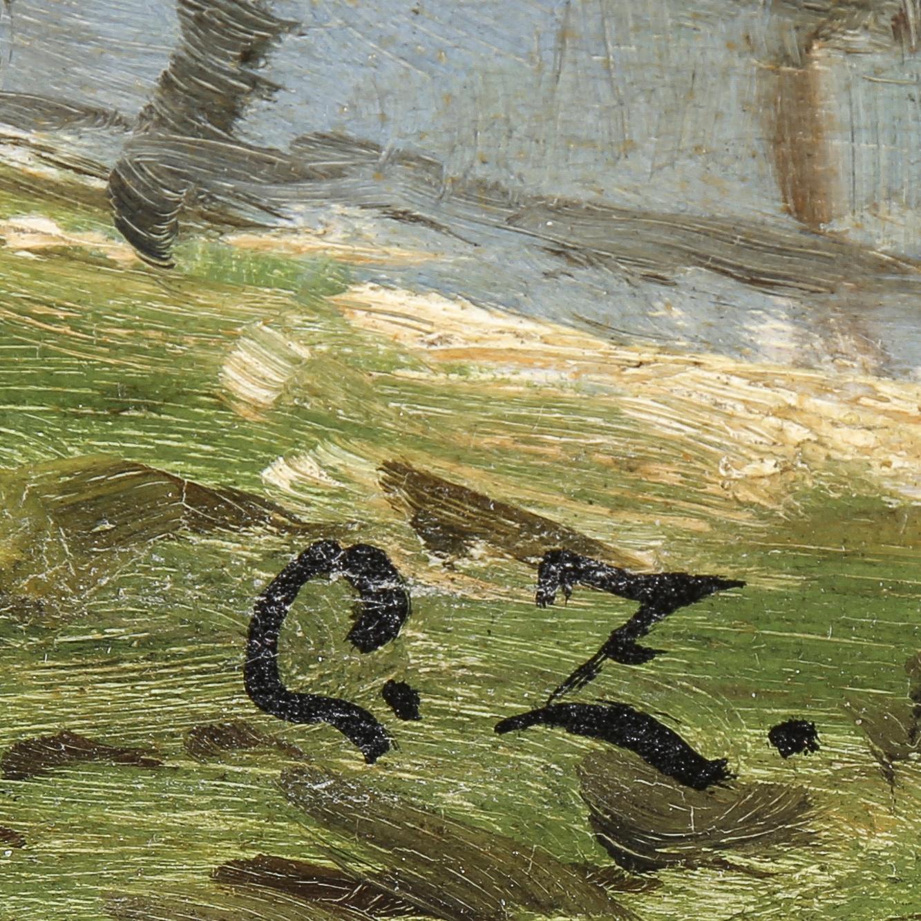 OKÄND KONSTNÄR, olja på pannå, monogramsignerad CZ.