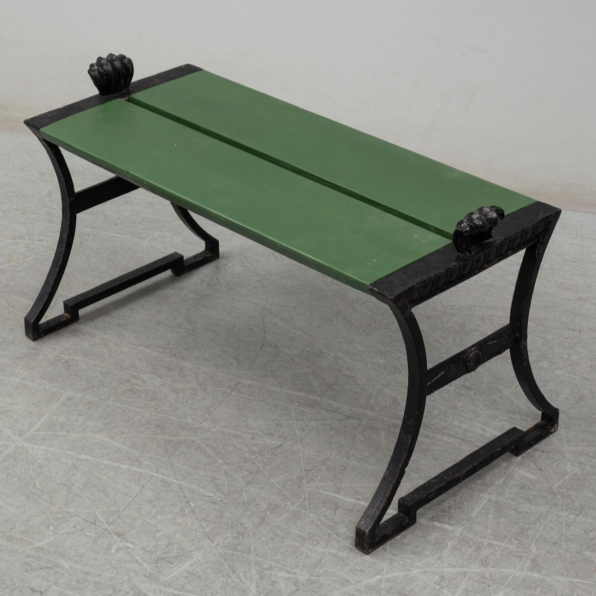 FOLKE BENSOW, a 'Snecan' cast iron carden bench from Byarums Bruk, sesigned in 1923.