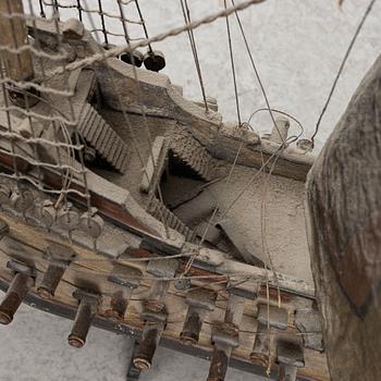 A ship model of a full-rugged ship, 20th century.