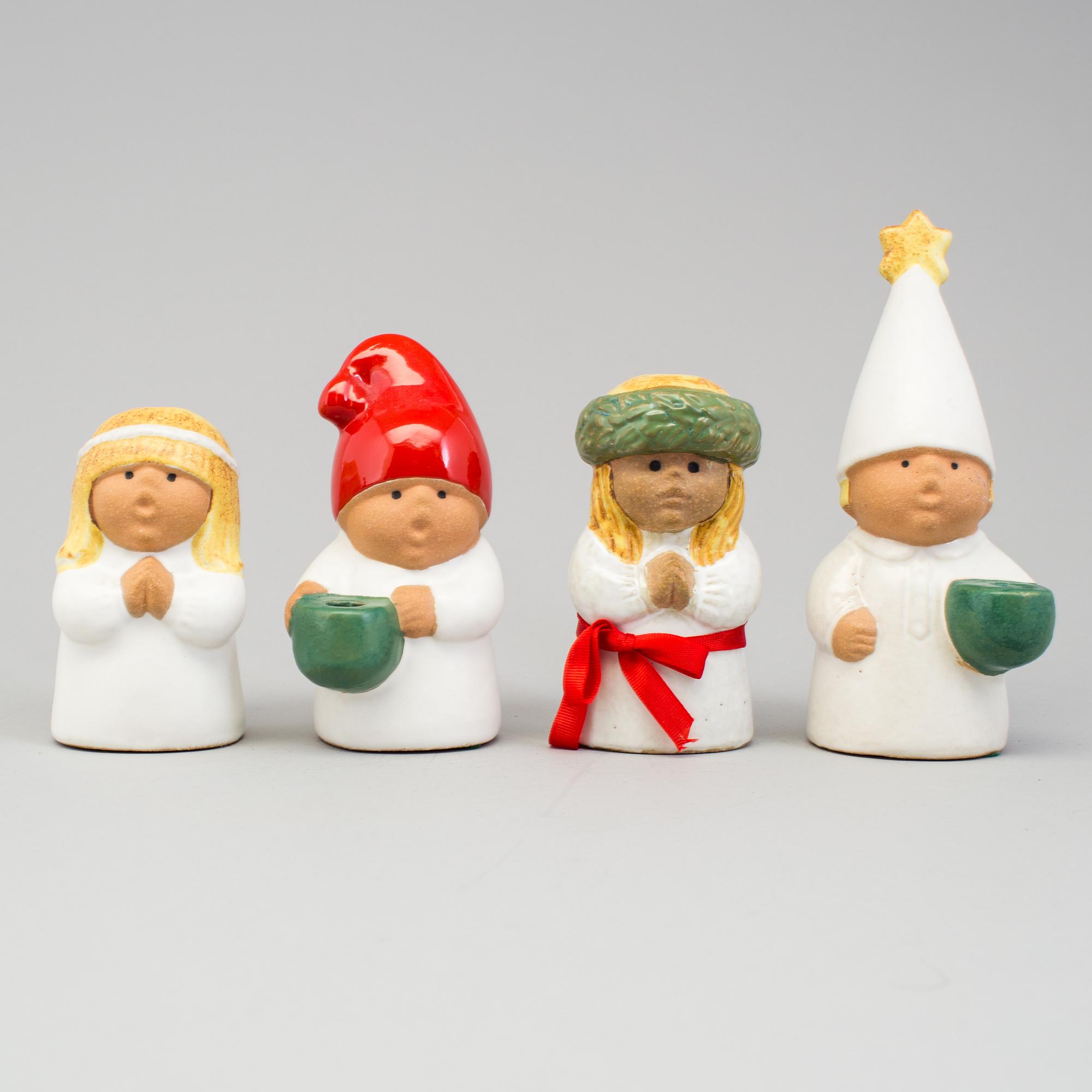 LISA LARSON, figuriner, 4 stycken, stengods, Gustavsberg och Rörstrand.