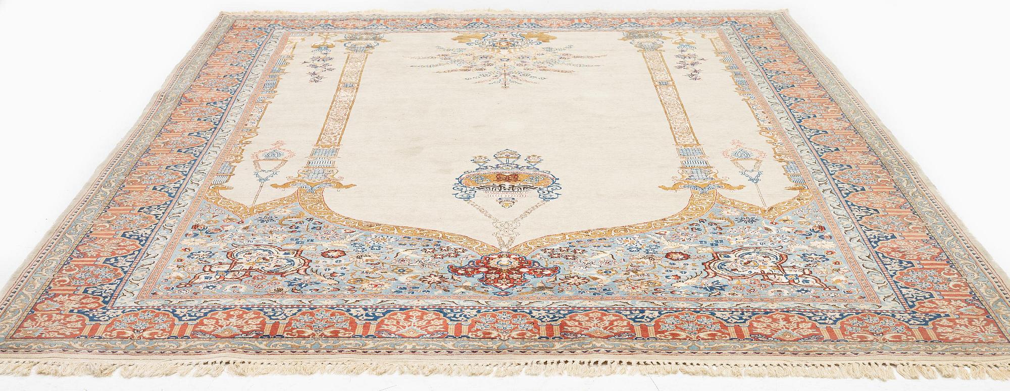 A Tabriz carpet, part silk, Northwest Persia (Iran), c. 323 x 246 cm.