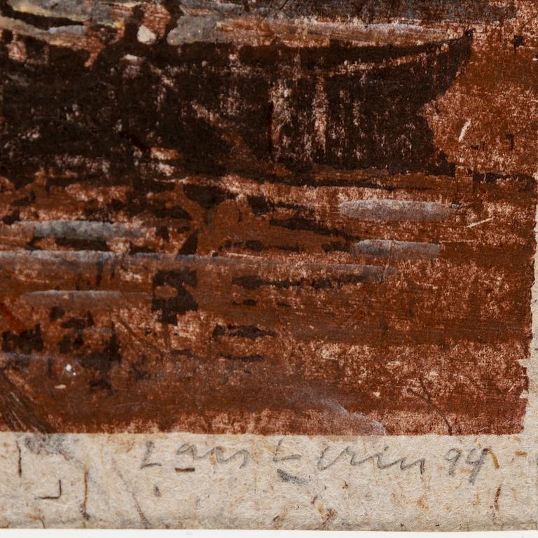 LARS LERIN, akvarellerat träsnitt, provtryck, signerad och daterad -94.