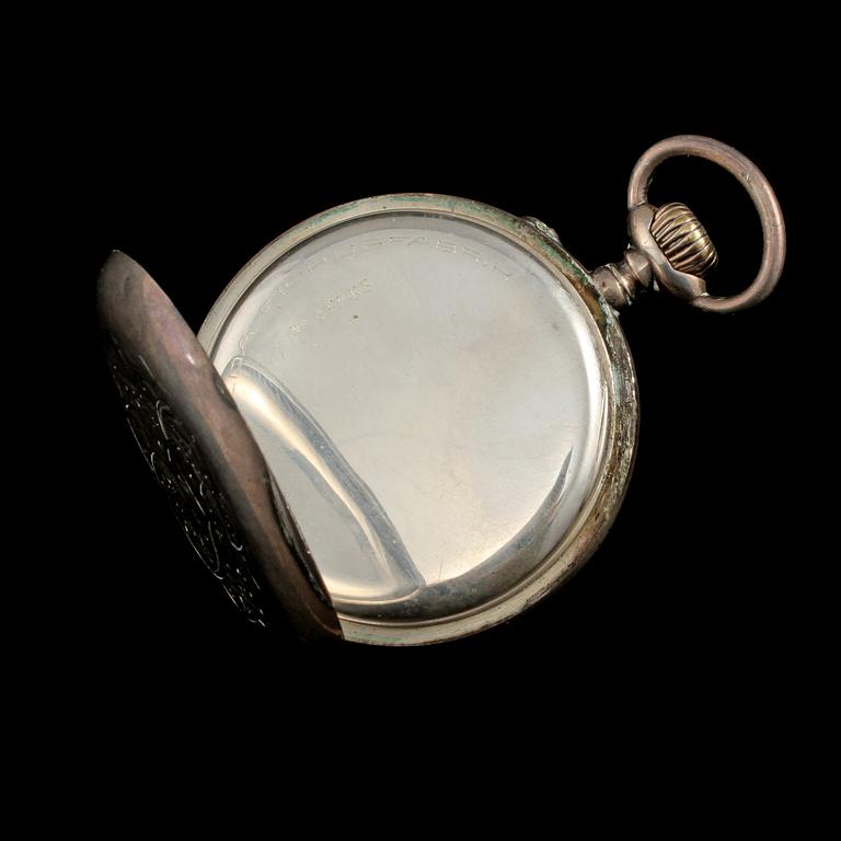 FICKUR, silver, Halda, boett stämplad Henning Hammarlund, Karlshamn, 1902. Vikt 100 g.