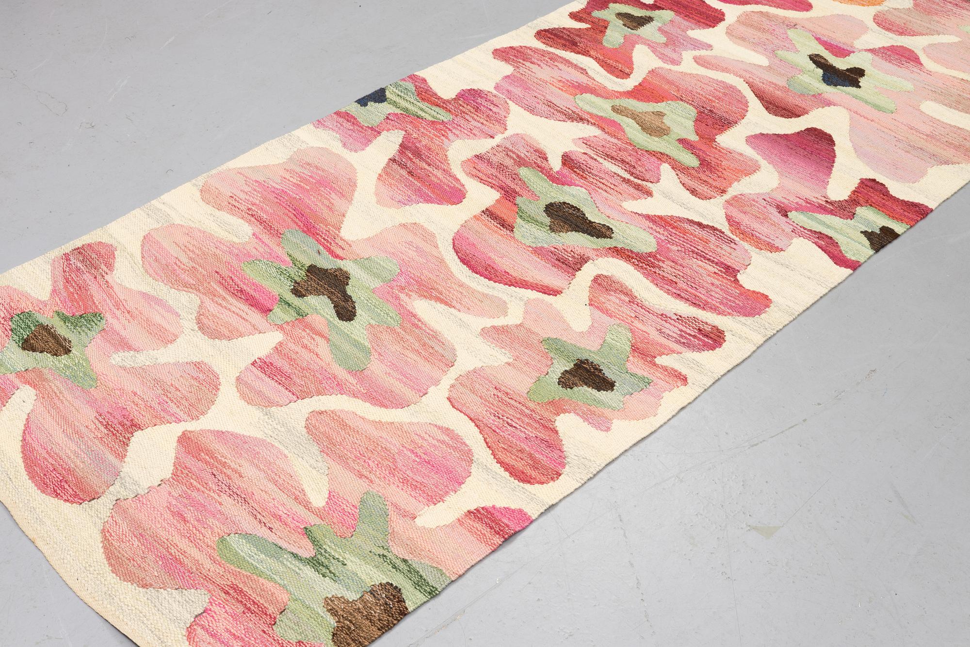 A tapestry, flat weave,  ca 302 x 113-116 cm, signed BICE.