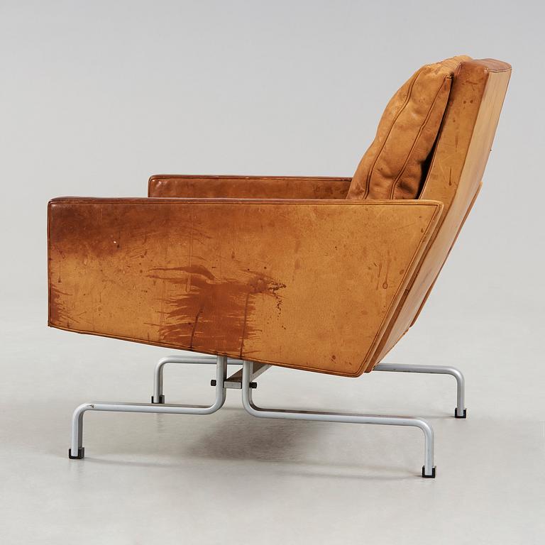 POUL KJAERHOLM, fåtölj, "PK-31", brunt skinn, E Kold Christensen, Danmark 1960-tal.