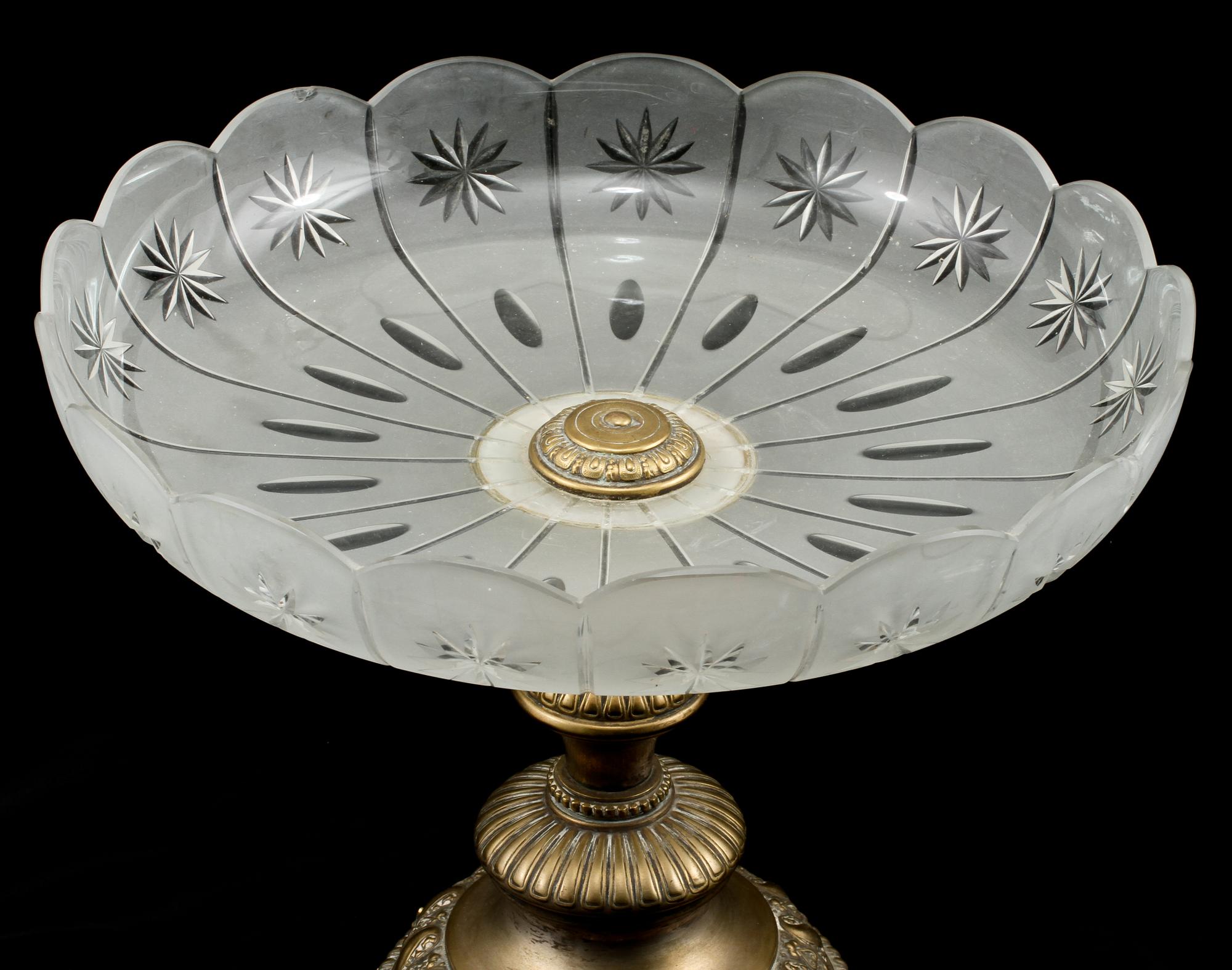 UPPSATSSKÅL, metall och glas, omkring sekelskiftet 1900.