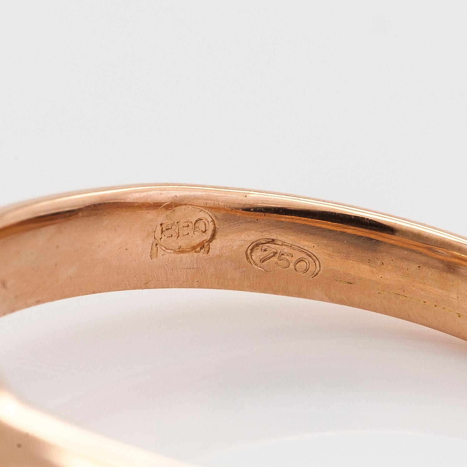 An 18K rose gold ring, with a brilliant-cut diamond approximately 2.01 ct, accompanying HRD report.