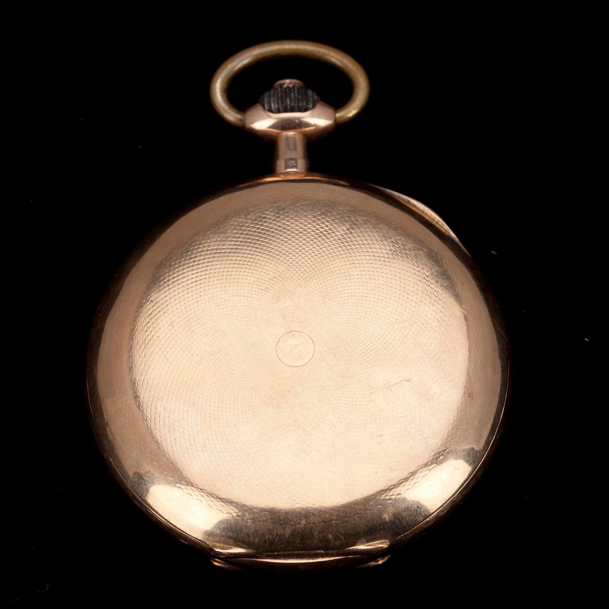 FICKUR, savonett 14K guld. Schwetziska stämplar, kring 1920.