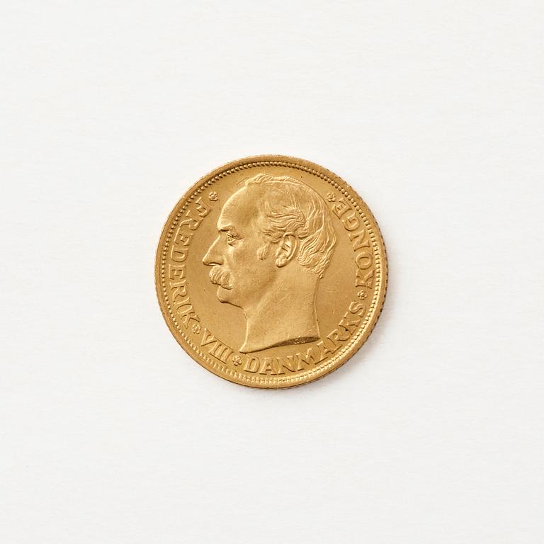 Gold coin, Frederik VIII, Denmark, 10 kroner, 1909.